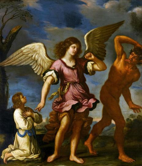 Guardian Angel Protecting a Child from the Devil Painting by Bartolomeo  Gennari